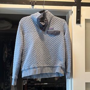 Patagonia Quilted Snap-T Pullover in Light Blue with Dark Trim